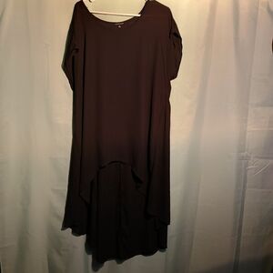 Cha Cha Vente Women’s Black High-Low Tunic Dress – Short Sleeve Size 2XL